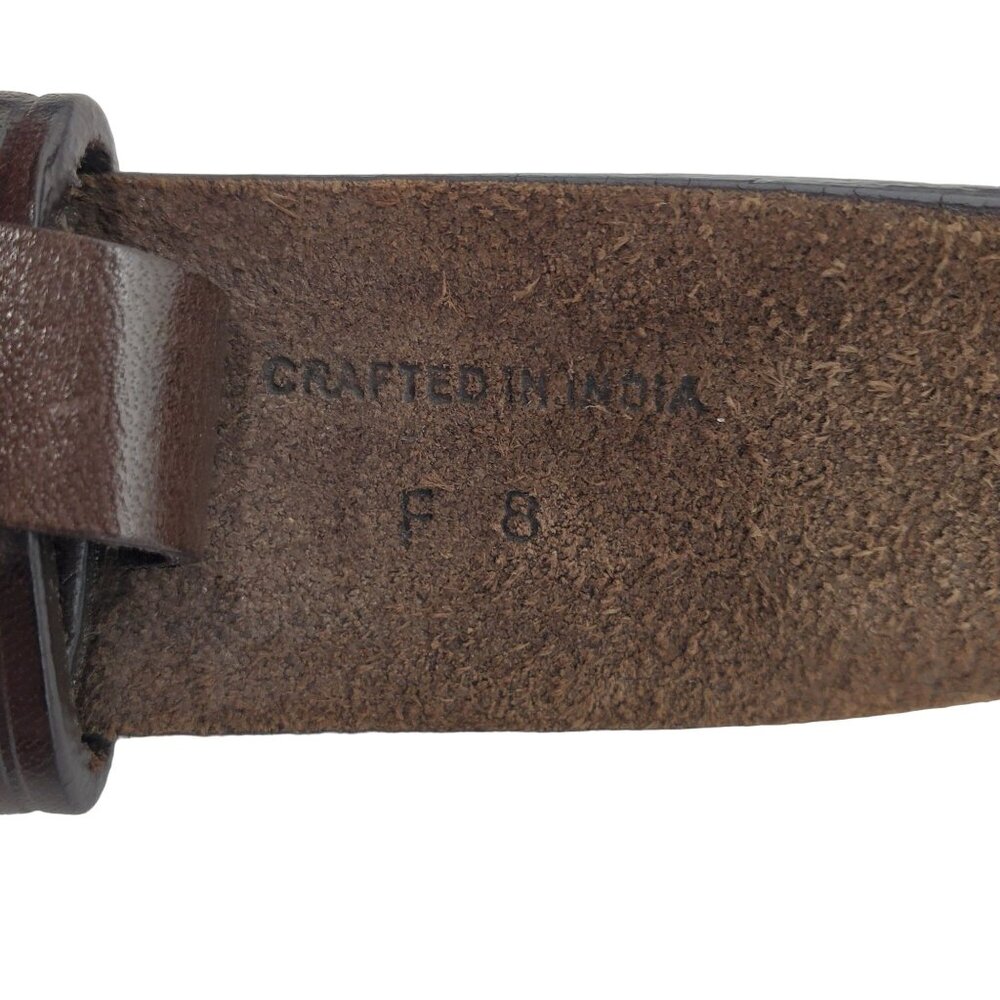 Vintage Cole Haan Dress Belt Brown Men's Size 36 Inch Leather Solid Brass Buckle - Picture 10 of 12